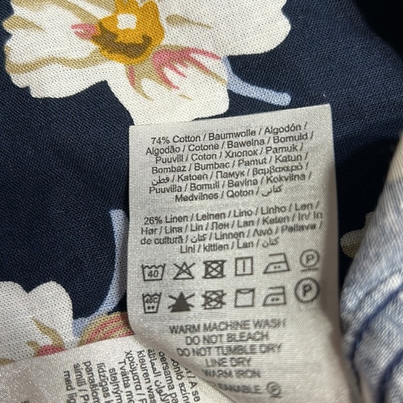 Jack & Jones XL blue yellow floral cotton linen blend men dress shirt NWT! - Picture 16 of 16